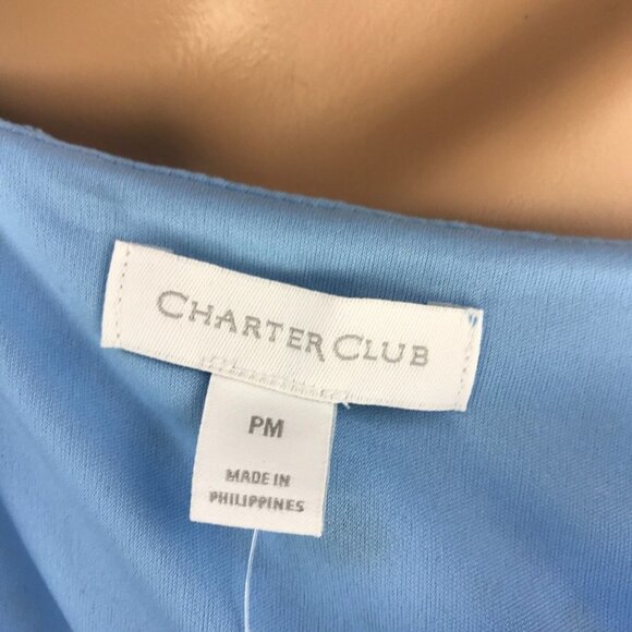 NWT Charter Club Dress Blue Lace Overlay Flutter Sleeve Pom Shift Mini Dress - Picture 8 of 9